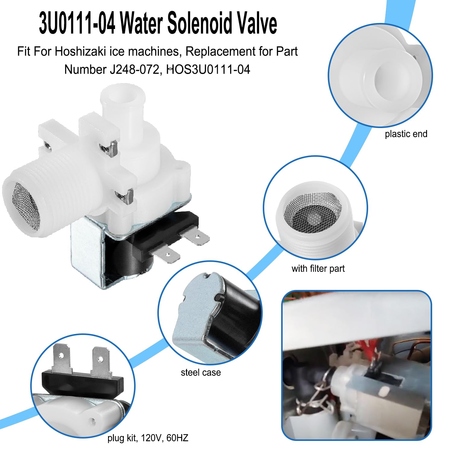 Amazon.com: 3U0111-04 Water Solenoid Valve Replacement Parts Fit